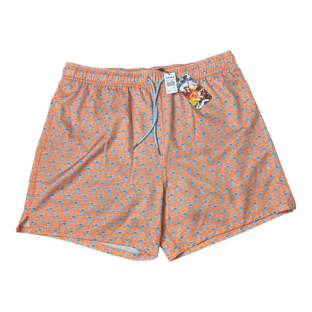 Robert Graham Men's XL Swim Trunks Martini Glass Print Stretch Lined NWT